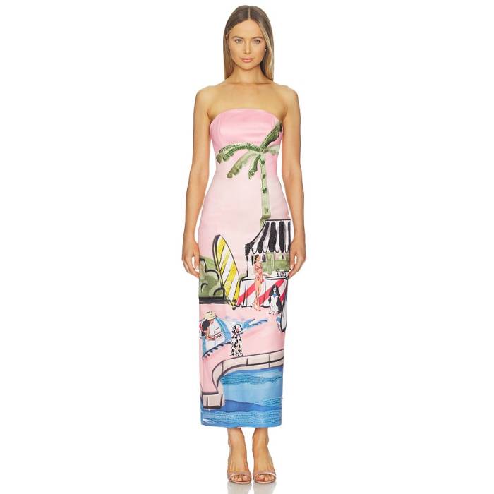 Leo Lin 【 Ava Bustier Maxi Dress Women Riviera Print 】 お召しもの レディース