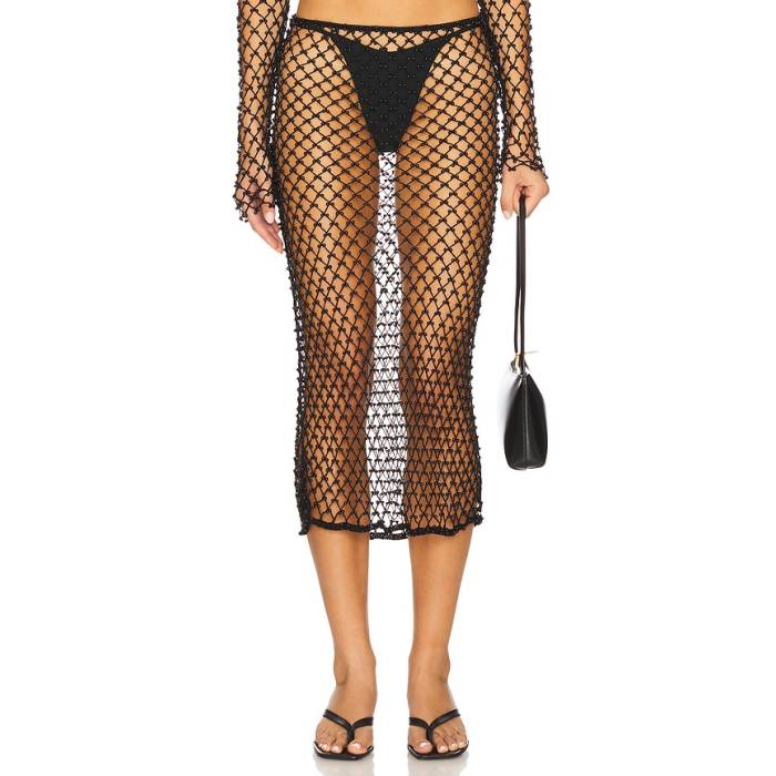 Lovers And Friends 【 Marnnie Beaded Crochet Skirt Women Black 】 レディース 黒いこと 黒いこと