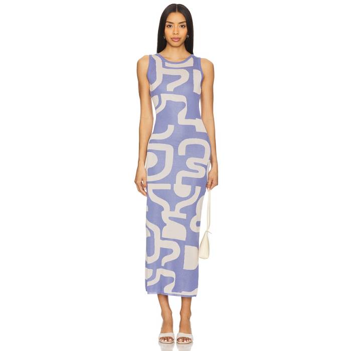 ミンクピンク Minkpink 【 Iris Intarsia Knit Midi Dress Women Blue Geo 】 ニット ドレス レディース 青色 ブルー｜スニケス