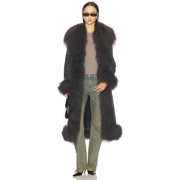 Susanna Chow 【 Dorothy Suede Maxi Coat Women Graphite 】 スエード・スウェード レディース
