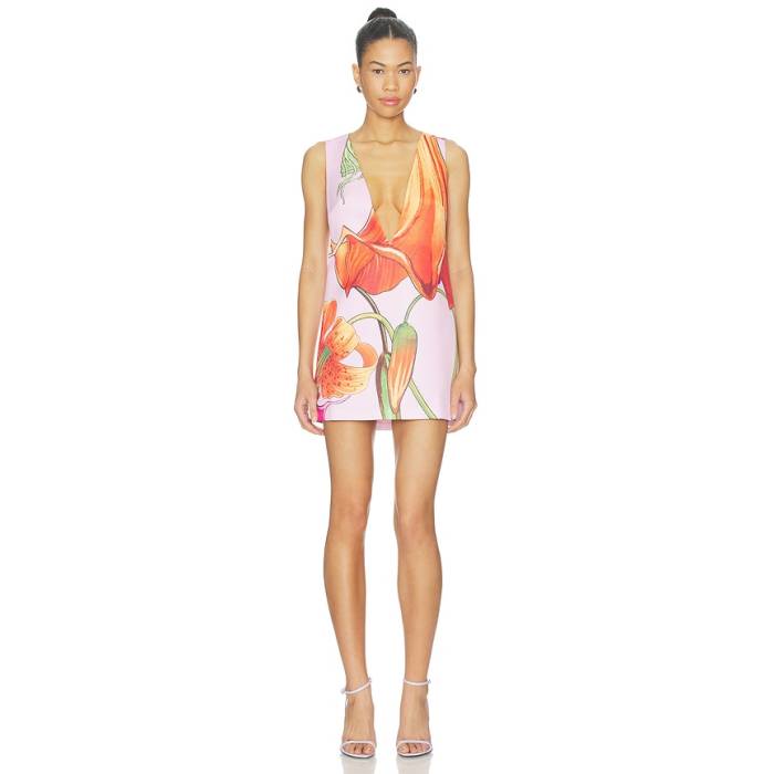 Muma World 【 Orange Trumpet V Neck Electra Dress Women Pink 】 orange 橙・オレンジ色 御召しもの レディース pink さくら色