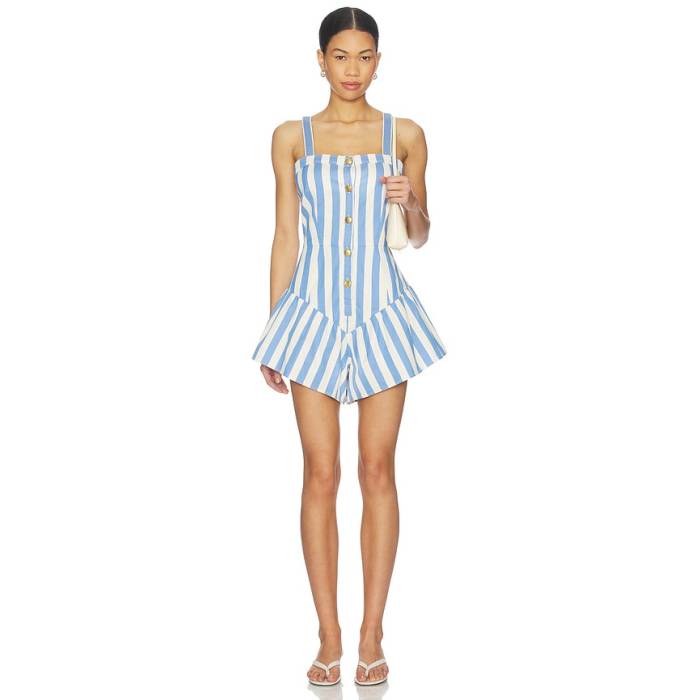 Saylor 【 Loulou Romper Women Blue \u0026Amp; Creme 】 ロンパース レディース 青碧 青碧