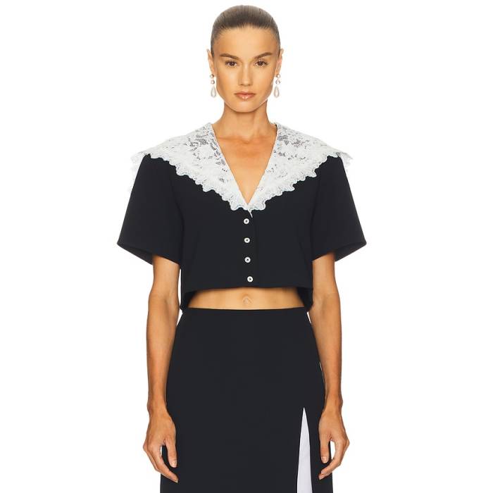 Helsa 【 The Sailor Shirt With Lace Collar Women Black 】 レディース 黒いこと 黒いこと