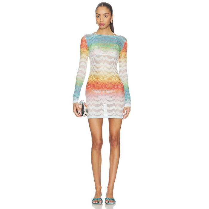 Missoni 【 Long Sleeve Mini Dress Women Multicolor 】 Sleeve 衣袂 御召しもの レディース