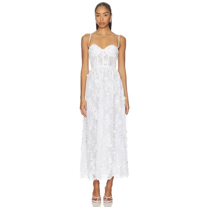 Retrofete 【 Noema Lace Dress Women White \u0026Amp; Silver 】 御召しもの レディース 白いこと 白いこと Silver しろがね色・しろがね色