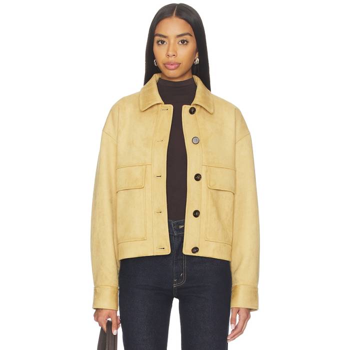 Elodie The Label 【 Liora Faux Suede Jacket Women Camel 】 スエード・スウェード Jacket 上衣 レディース camel 駱駝