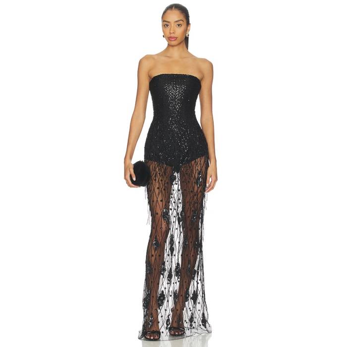 Afew Rahul Mishra 【 Sequined Corset Maxi Dress Women Black 】 御召しもの レディース 黒いこと 黒いこと