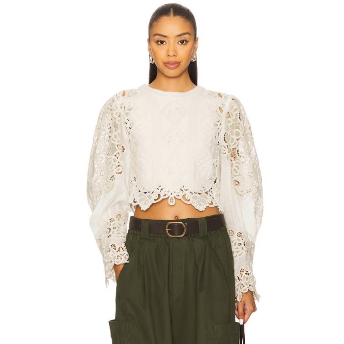 Sea 【 Vania Lace Combo Sweater Women Cream 】 調教師 レディース 皮膚軟化剤