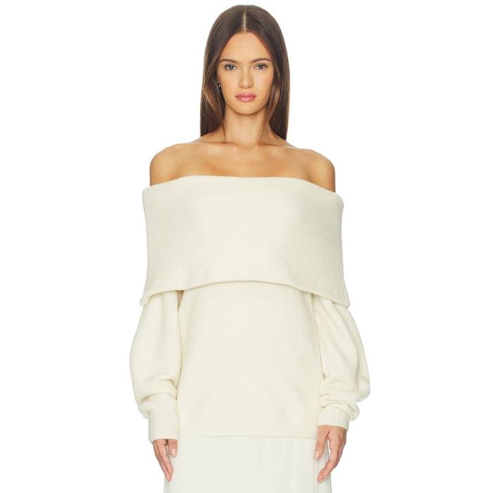 Srg 【 Saffiyya Off The Shoulder Sweater Women Ivory 】 調教師 レディース 象牙色