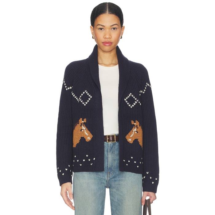 The Great 【 The Horse Lodge Cardigan Women Navy 】 ジレー レディース 紺色 米国海軍