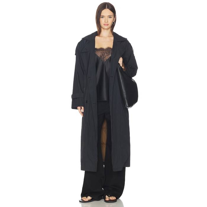 行動論理 Theory 【 Airy Trench Women Black 】 レディース 黒いこと 黒いこと