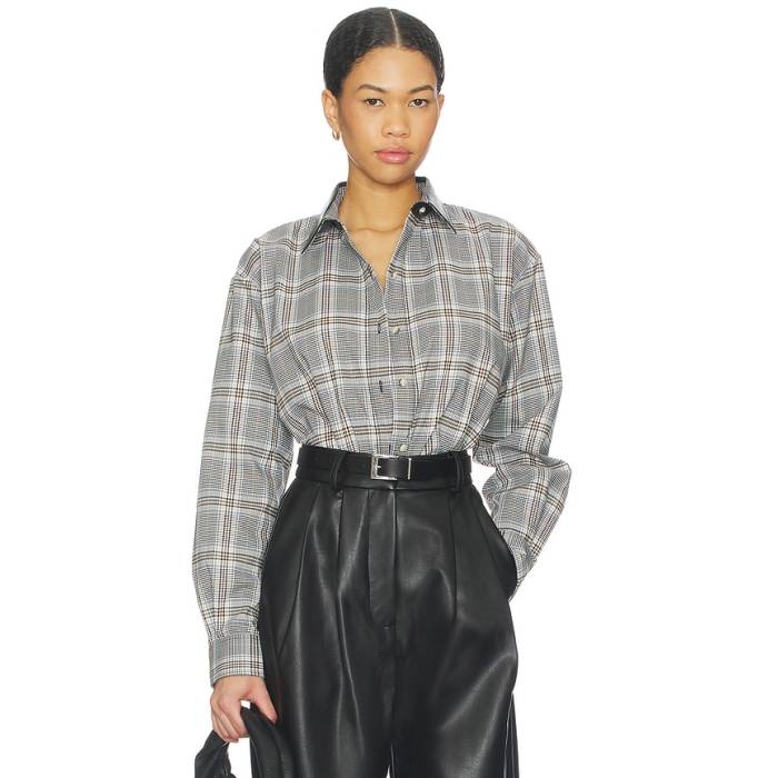 Kimberly Taylor 【 Ashley Utility Shirt Women Plaid 3 \u0026Amp; Black Leather 】 レディース 黒いこと 黒いこと なめし革