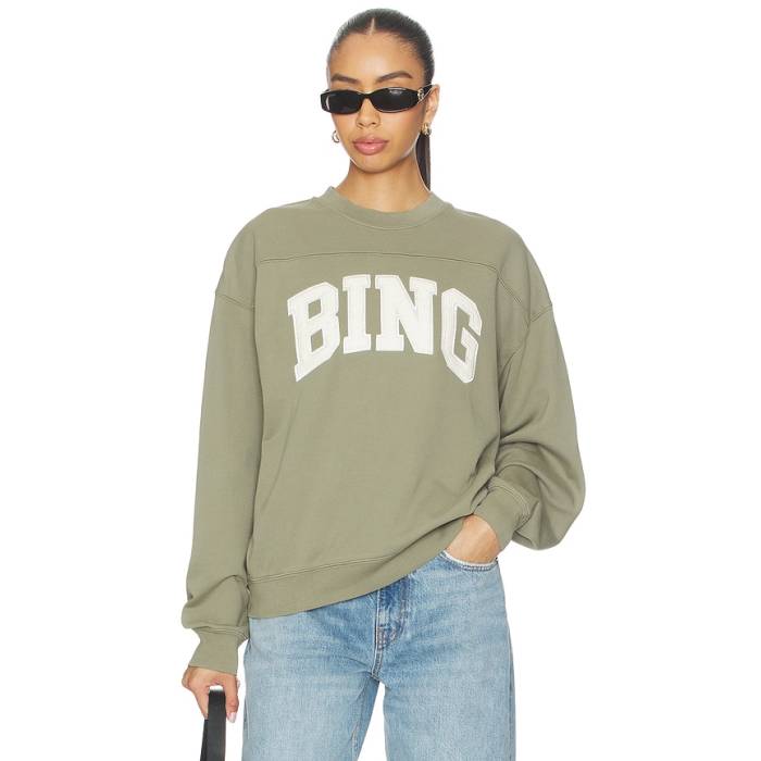 Anine Bing 【 Trenton Sweatshirt Bing Women Washed Olive 】 汗水 調教師 レディース olive オリーブ