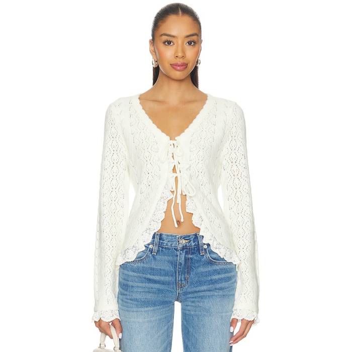 Astr The Label 【 Lacey Cardigan Women Cream 】 ジレー レディース 皮膚軟化剤