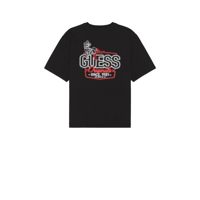 Guess Originals 【 American Classic Tee Men Jet Black 】 古典派音楽 プルオーバー メンズ 黒いこと 黒いこと
