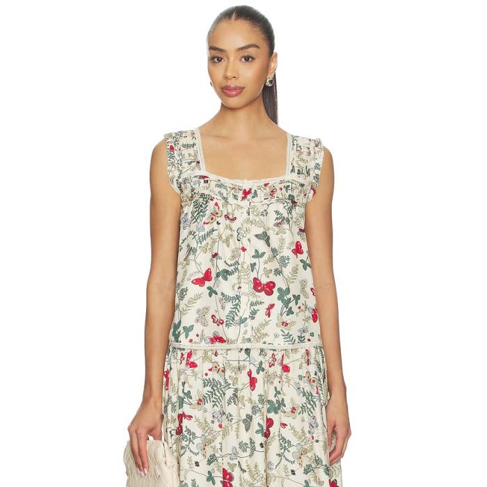 The Great 【 The Victorian Pleat Tank Women Floating Butterfly 】 貯蔵タンクいの一番 レディース