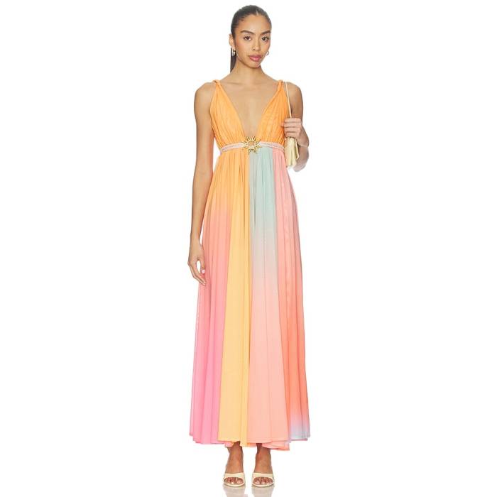 Leslie Amon 【 Fairy Mesh Dress Women Rainbow Pastel 】 御召しもの レディース 虹色 虹霓