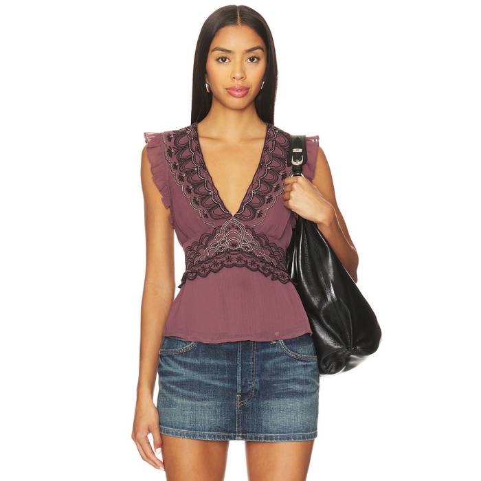 フリーピープル Free People 【 Dream On Beaded Tank Women Chocolate Combo 】 意気ごみ 貯蔵タンクとっ始め レディース トップス-タンクトップ
