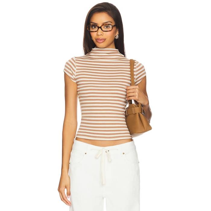 フリーピープル Free People 【 X We The Free Lola Tee Stripe In Otter Combo Women Otter Combo 】 フリー Tシャツ Stripe ストライプ レディース｜スニケス
