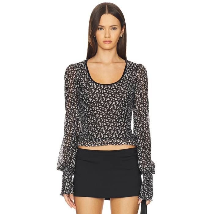フリーピープル Free People 【 Dottie Knit Top Women Black Combo 】 編み物 レディース 黒いこと 黒いこと