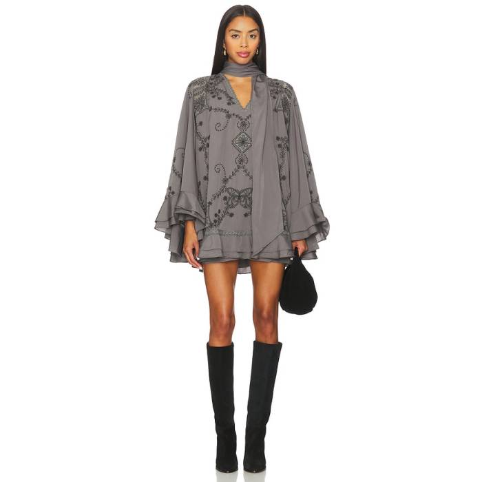 フリーピープル Free People 【 Bali September Sun Mini Dress Women Charcoal Grey 】 お召しもの レディース 濃灰色 薄墨色 薄墨色