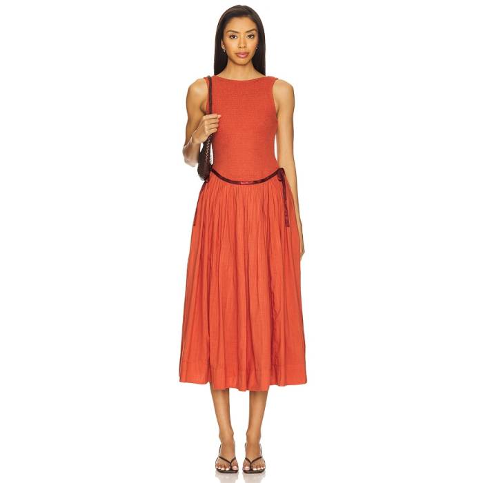 フリーピープル Free People 【 Nightingale Solid Midi Dress Women Rose Sienna 】 益荒男 お召しもの レディース Rose サクラ色