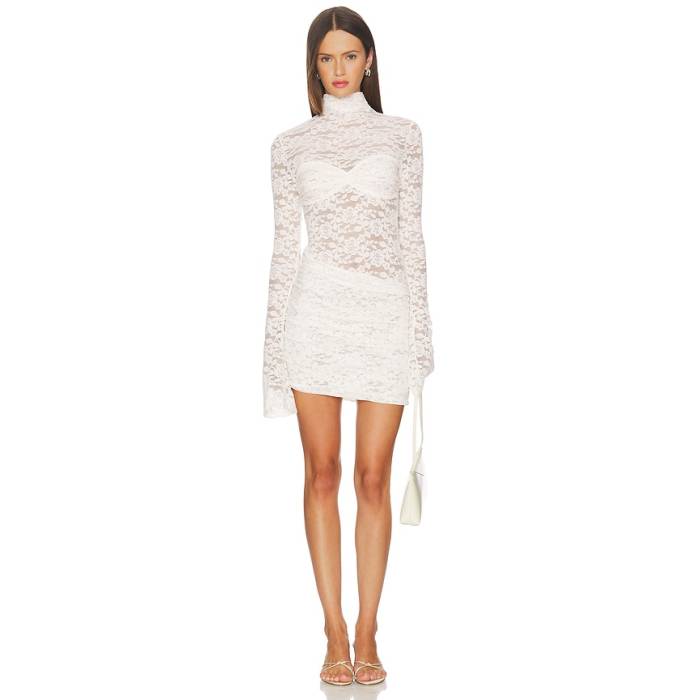 Bananhot 【 Francisca Mini Dress Women Cream Lace 】 お召しもの レディース 皮膚軟化剤