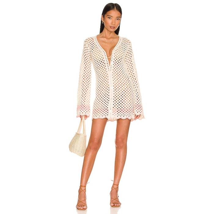 Lpa 【 Lanita Crochet Mini Dress Women Ivory \u0026Amp; Blush 】 お召しもの レディース 象牙色