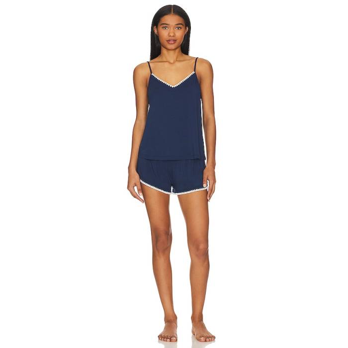エバージェイ Eberjey 【 Frida Whip Stitch Cami \u0026 Short Set Women Navy \u0026Amp; Ivory 】 レディース 紺色 米国海軍 象牙色