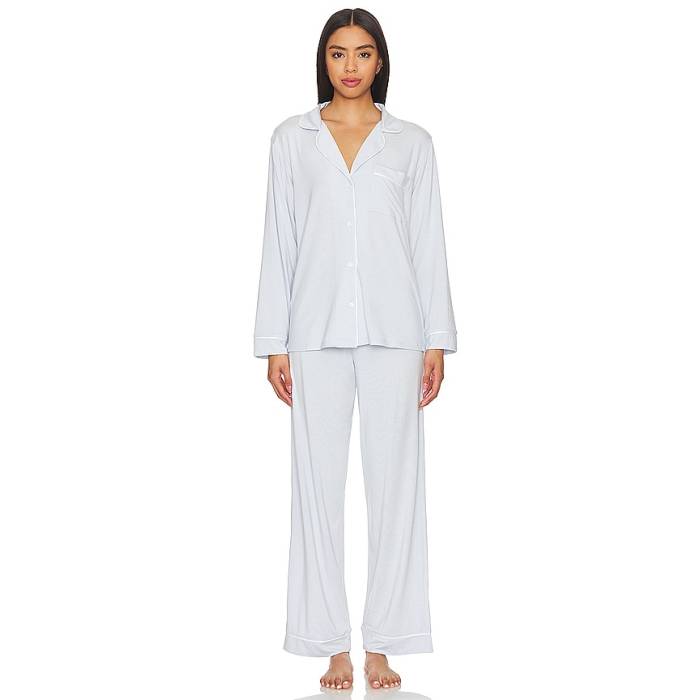 エバージェイ Eberjey 【 Gisele Long Pj Set Women Ice Blue &Amp; Ivory 】 レディース 青色 ブルー アイボリー｜スニケス