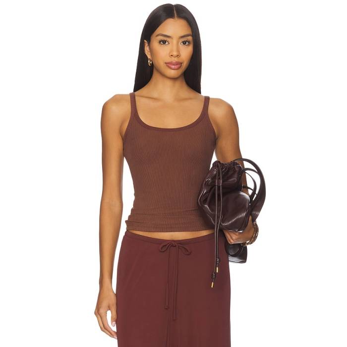 Aya Muse 【 Ribbed Tank Top Women Burgundy 】 貯蔵タンクとっ始め レディース ブドウ酒色・バーガンディー