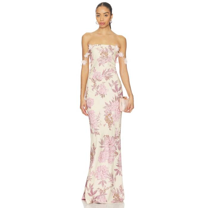 Bronx And Banco 【 Magnolia Rosie Off The Shoulder Column Gown Women Blush Multi 】 レディース