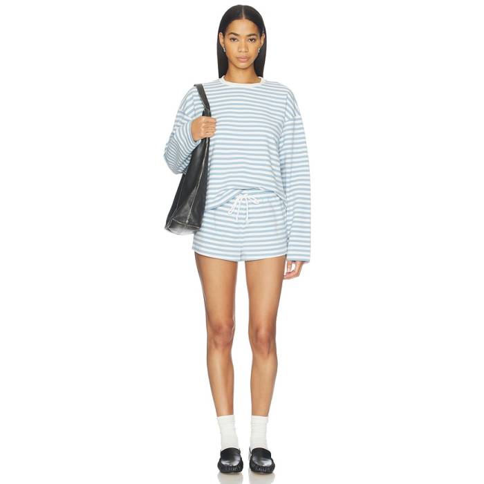 Superdown 【 Lucinda Short Set Women Blue Stripe 】 レディース 青味 青み Stripe 縞模様