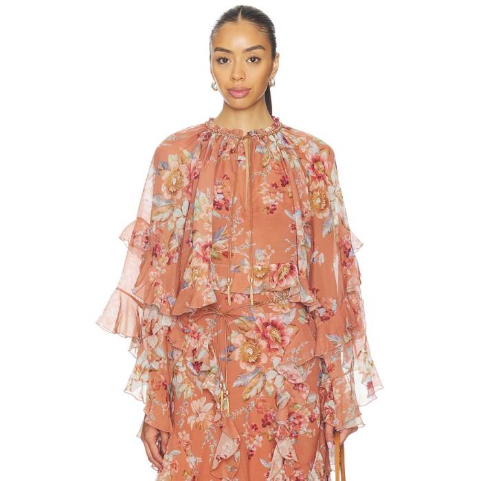 ジマーマン Zimmermann 【 Awaken Ruffle Blouse Women Cinnamon Floral 】 レディース|スニケス