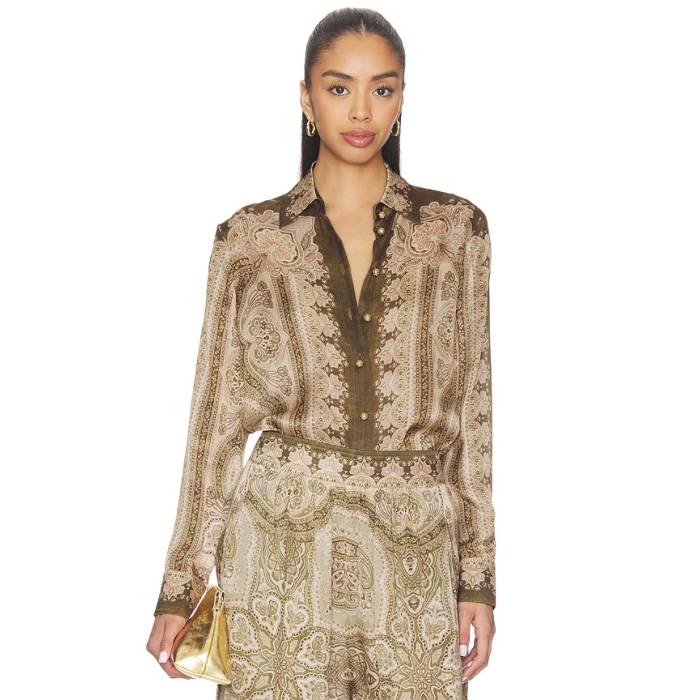 ジマーマン Zimmermann 【 Luna Satin Shirt Women Olive Perla Paisley 】 繻子 レディース olive オリーブ