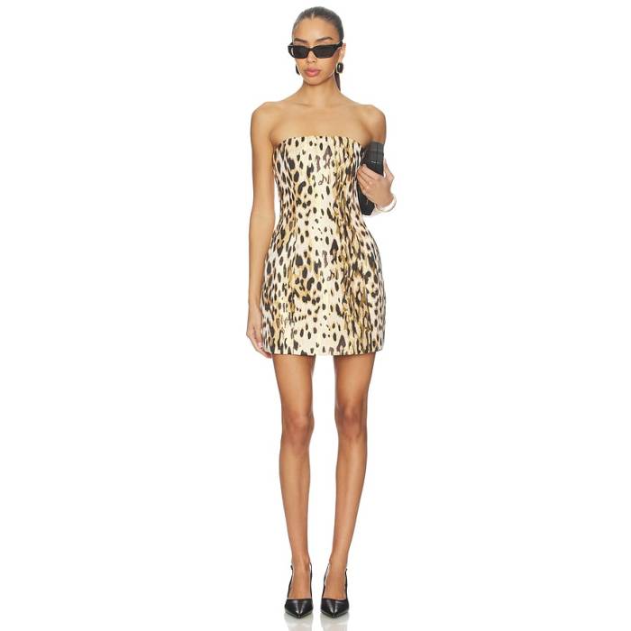 バルドット Bardot 【 Florine Hourglass Mini Dress Women Chocolate &Amp; Yel Animal 】 ドレス レディース｜スニケス