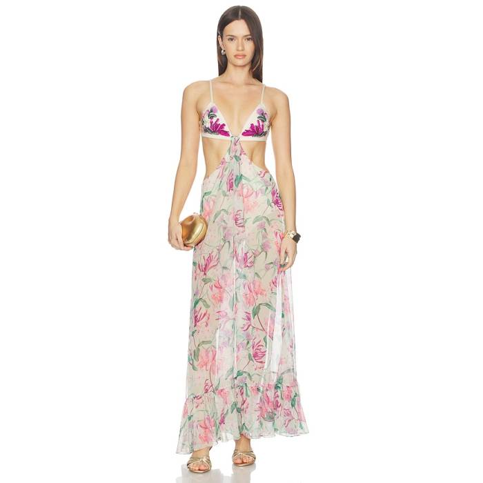 Patbo 【 Honey Flower Embroidered Beach Dress Women Green 】 お前さん 御召しもの レディース green 緑・緑であること