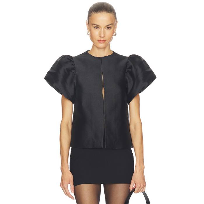 Aligne 【 Jorja Puff Sleeve Top Women Black 】 Sleeve 捩り レディース 黒いこと 黒いこと