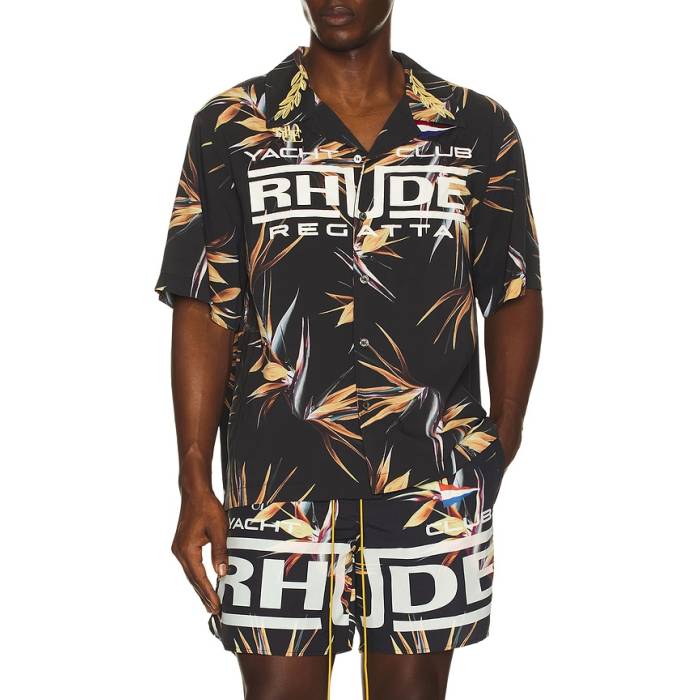 ルード Rhude 【 Regatta Club Hawaiian Shirt Men Multi, Yellow, \u0026Amp; White 】 野球クラブ メンズ 白いこと 白いこと