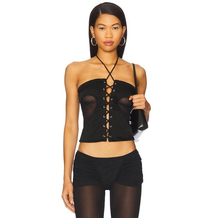 Amor Mia 【 Gathered Heart Top Women Black 】 レディース 黒いこと 黒いこと