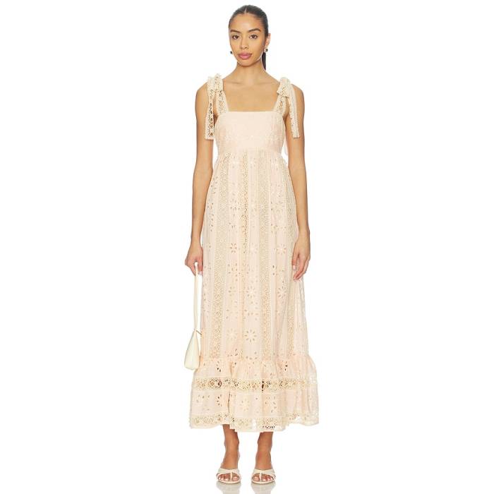 ジマーマン Zimmermann 【 Awaken Textured Stripe Maxi Dress Women Light Peach 】 Stripe 縞模様 御召しもの レディース