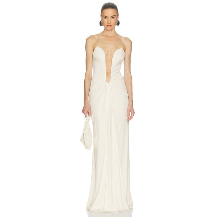 Helsa 【 The Roksanna Draped Dress Women Ivory 】 お召しもの レディース 象牙色 レディースファッション-ドレス