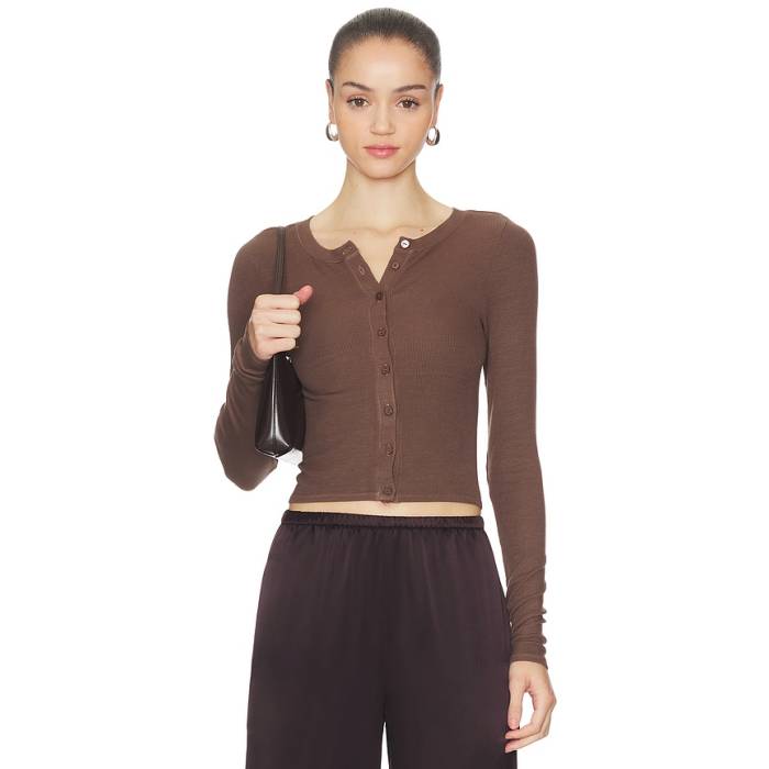 Enza Costa 【 Silk Rib Essential Cardigan Women Mushroom 】 カーディガン レディース｜スニケス