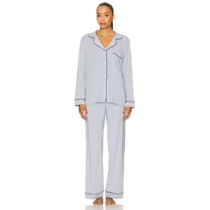 エバージェイ Eberjey 【 Gisele Long Pj Set Women Gray Dawn \u0026Amp; Navy 】 レディース gray 薄墨色・薄墨色・薄墨色 紺色 米国海軍
