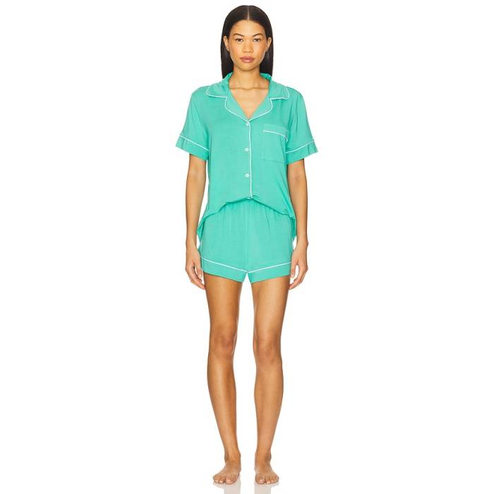 エバージェイ Eberjey 【 Gisele Relaxed Short Pj Set Women Oasis Green \u0026Amp; White 】 レディース green 緑・緑であること 白いこと 白いこと