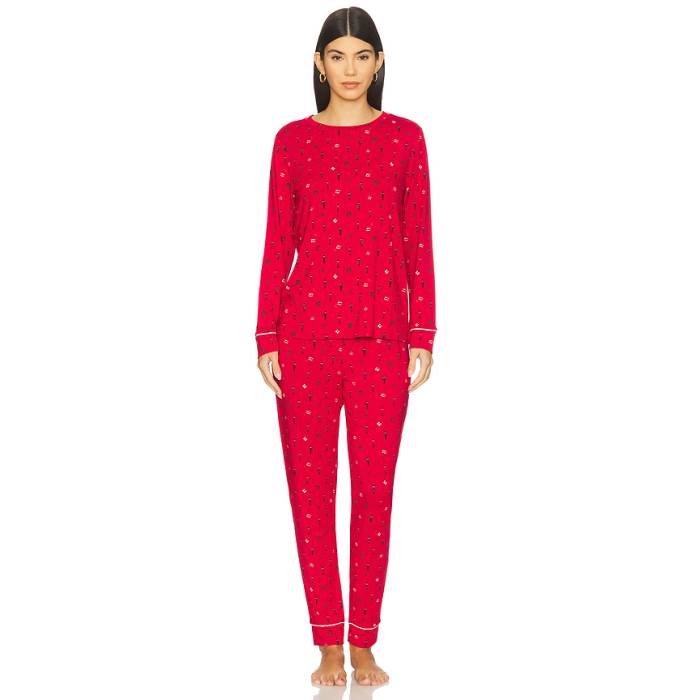 エバージェイ Eberjey 【 Gisele Printed Crew Pj Set Women Nutcracker Holly Red \u0026Amp; Ivory 】 労働者の一団 レディース Red 赤・赤いこと 象牙色