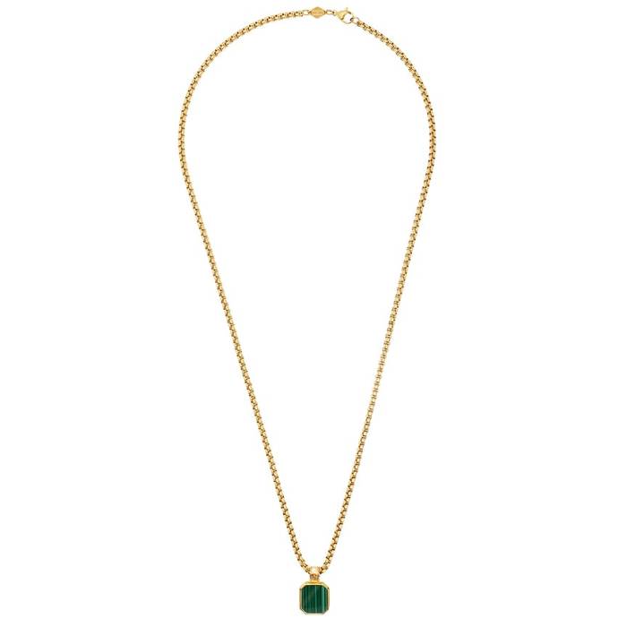 Nialaya 【 Square Malachite Pendant Necklace Men Gold &Amp; Green 】 ネックレス メンズ ゴールド green 緑・グリーン|スニケス