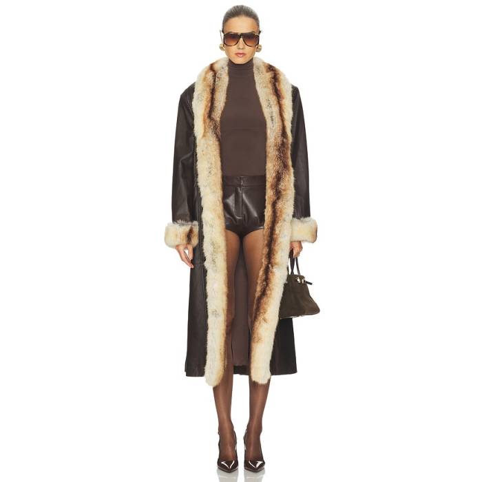 Ducie 【 Freya Coat Women Brown \u0026Amp; Cream 】 レディース 赤銅色 赤銅色 皮膚軟化剤