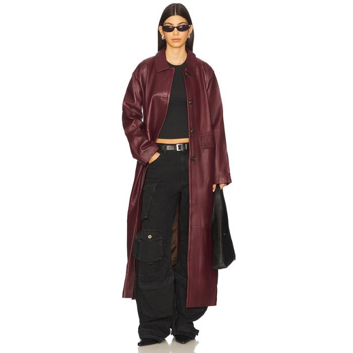 Zut 【 Palermo Leather Coat Women Burgundy 】 レザー レディース ワイン色・バーガンディー｜スニケス