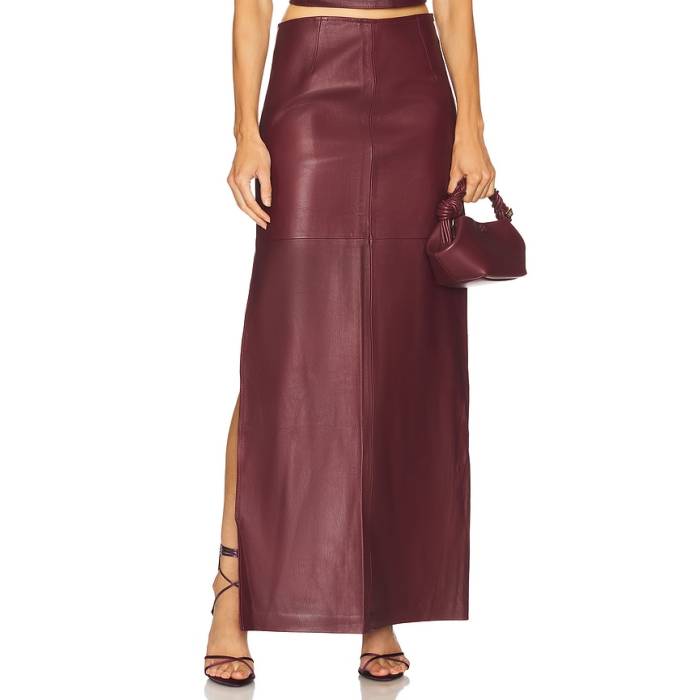 Zut 【 Laurel Leather Maxi Skirt Women Burgundy 】 なめし革 レディース ブドウ酒色・バーガンディー
